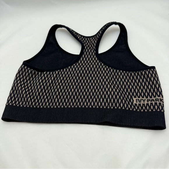 Black Beige Knit Diamond Jacquard Seamless Racerback Sports Bra S/M Ivy Park - Picture 2 of 10